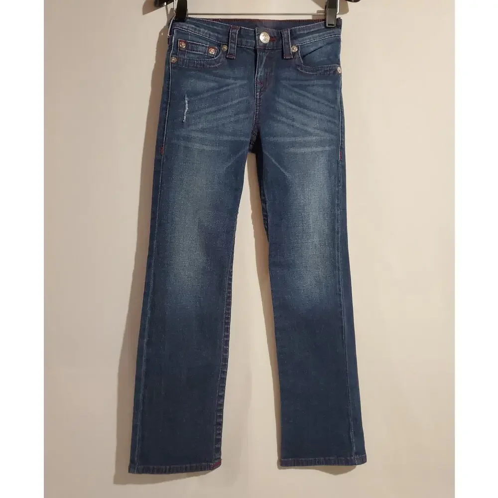 True Religion Kids SE Straight Flap Pocket Dark Wash Jeans Size 8 Youth Unisex